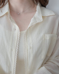 Pastel Yellow Lace Shirt Set 淡黃色花邊層次恤衫套裝/ SE8082