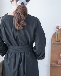 Tie-Waist Dress 隨性氣質雙圈修腰口袋連身裙/ DS1089