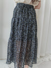 Midnight Starry 全橡筋深藍紋理飄逸花裙 Skirt/ SK8893 (pre-order 6月4日截單)