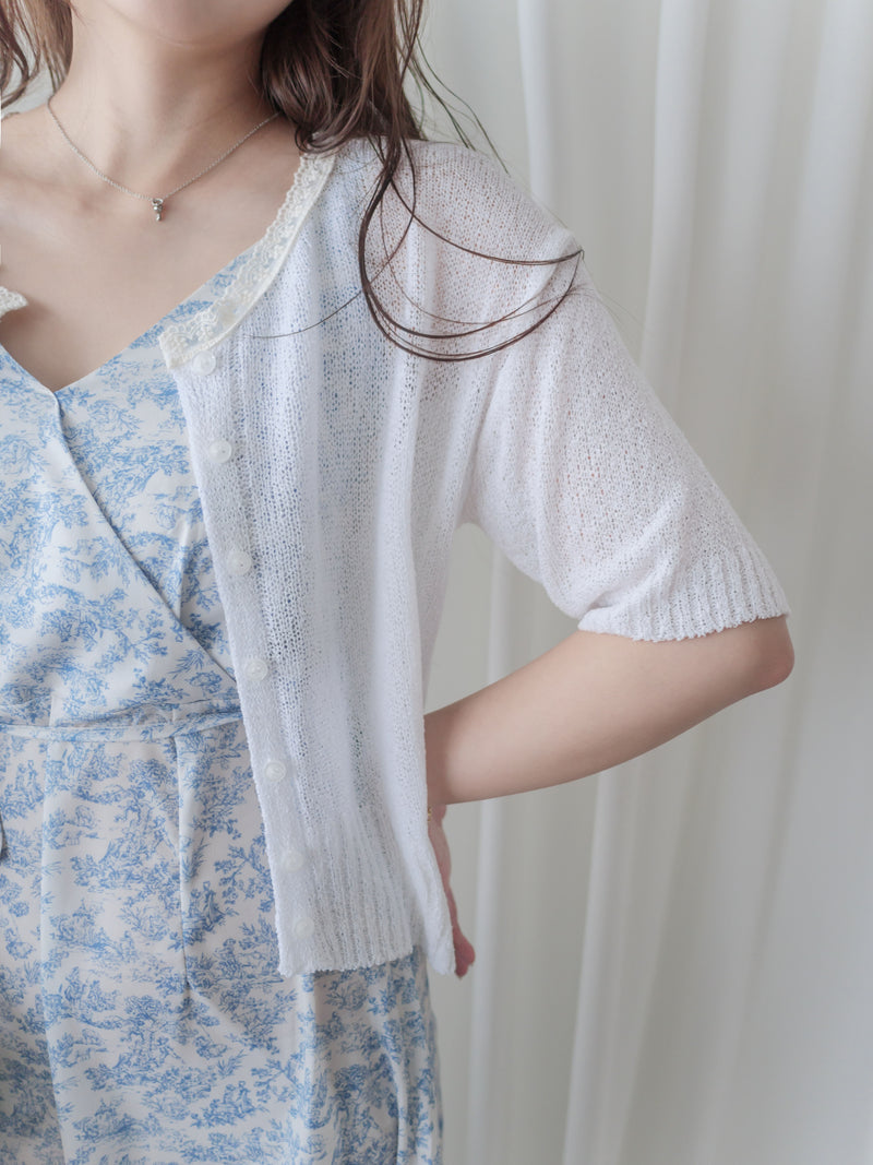 〔夏日百搭〕Lace Collar 空氣感蕾絲領口上衣或外套 Top/ TP9155 (Skyblue/Navy soldout)