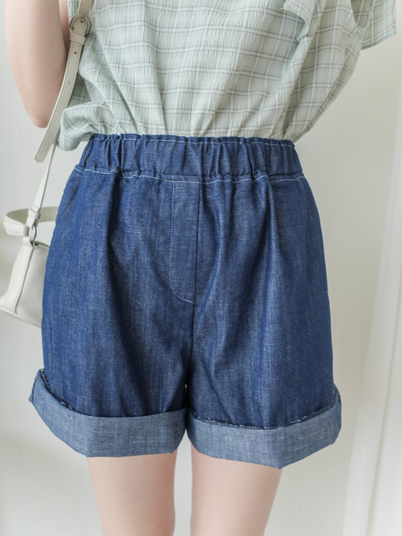 Denim 輕身牛仔色刺繡短褲 Shorts / PT8457