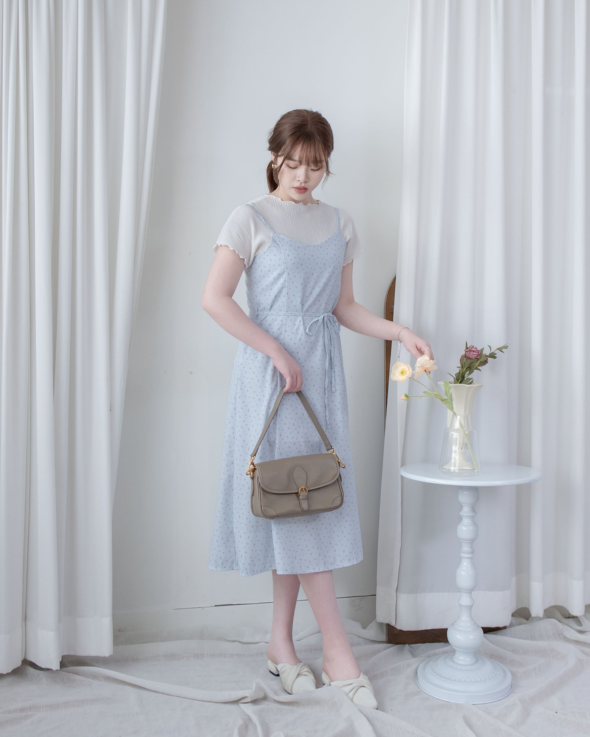Floral Vest Dress 質感清新減齡碎花顯瘦吊帶長裙/ DS1088