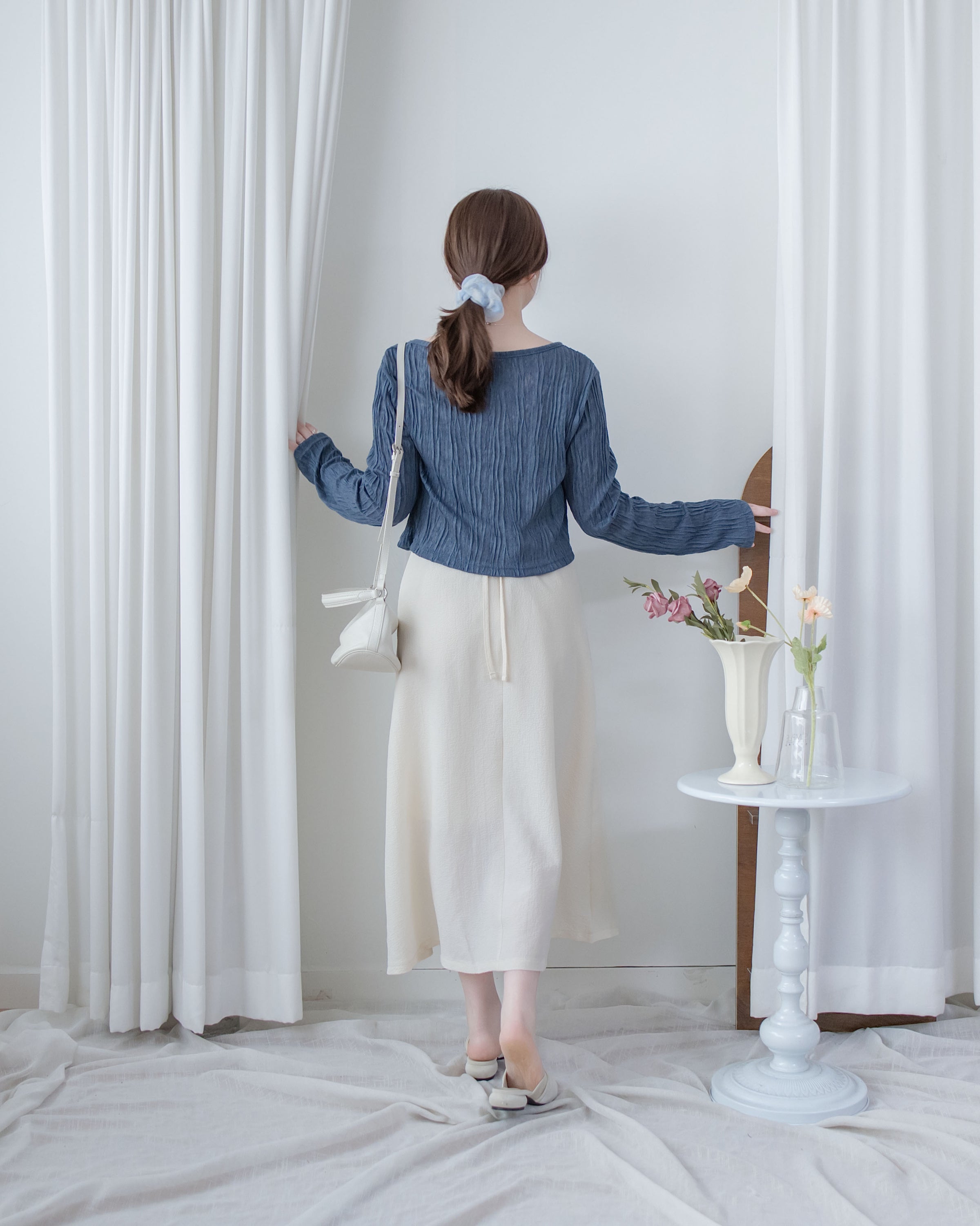 Dora Dress 前後細節領口修腰吊帶連身裙/ DS1091 (pre-order)