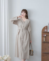 Tie-Waist Dress 隨性氣質雙圈修腰口袋連身裙/ DS1089