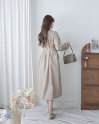 Tie-Waist Dress 隨性氣質雙圈修腰口袋連身裙/ DS1089