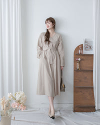 Tie-Waist Dress 隨性氣質雙圈修腰口袋連身裙/ DS1089