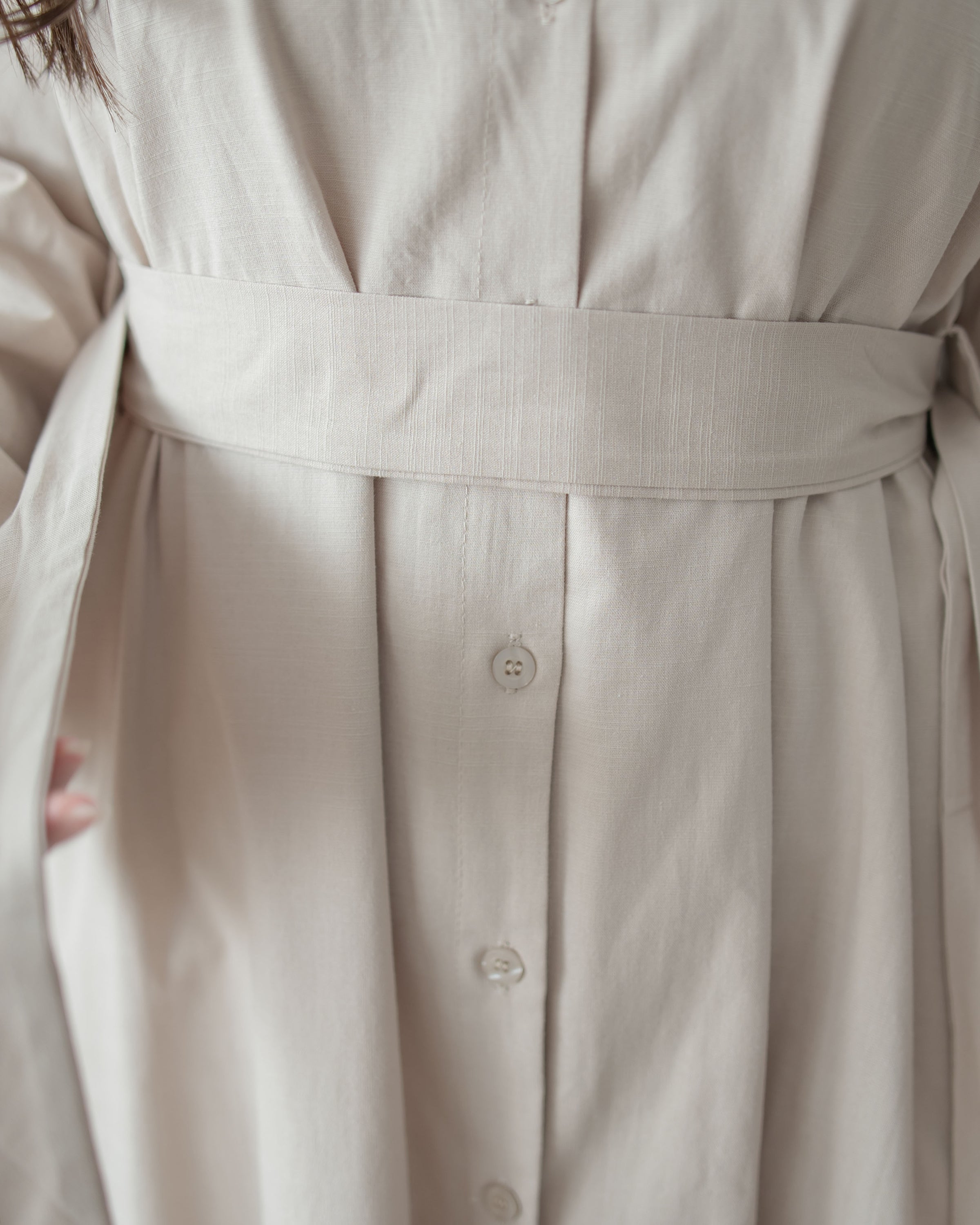 Tie-Waist Dress 隨性氣質雙圈修腰口袋連身裙/ DS1089