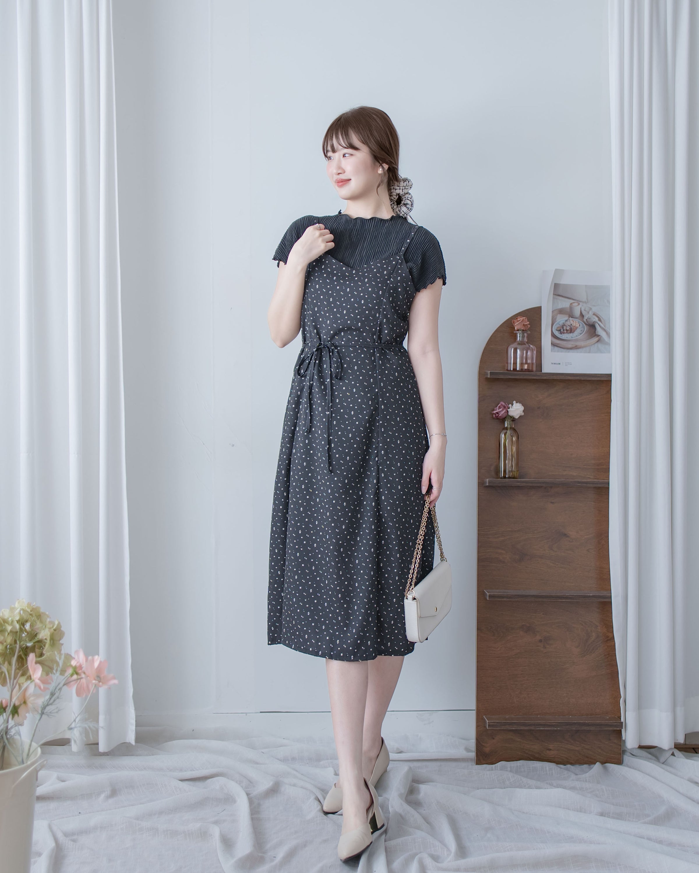 Floral Vest Dress 質感清新減齡碎花顯瘦吊帶長裙/ DS1088