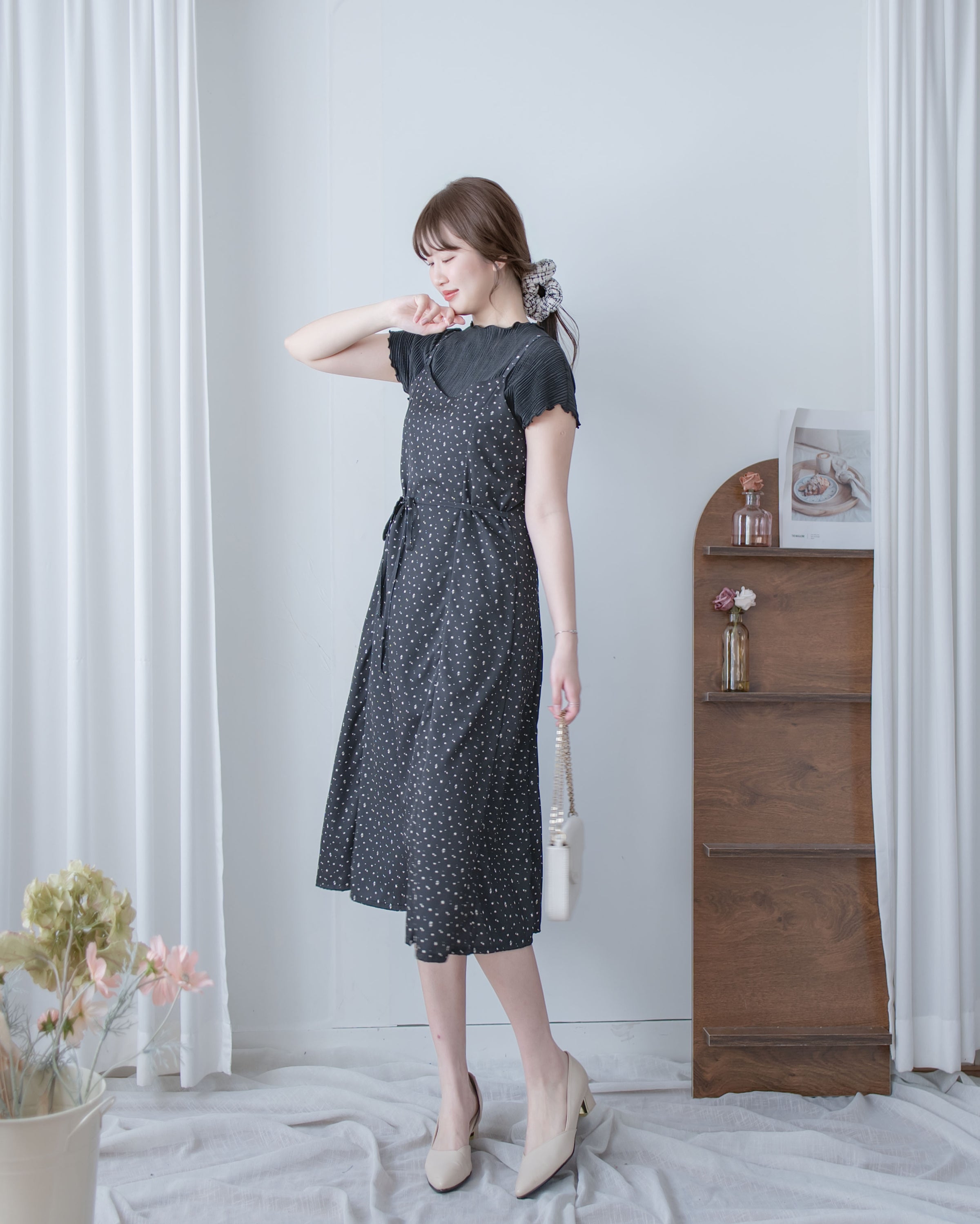 Floral Vest Dress 質感清新減齡碎花顯瘦吊帶長裙/ DS1088
