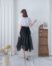 Asymmetric Veil Skirt 彈性腰身不規則層次紗裙/ SK8935