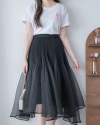 Asymmetric Veil Skirt 彈性腰身不規則層次紗裙/ SK8935