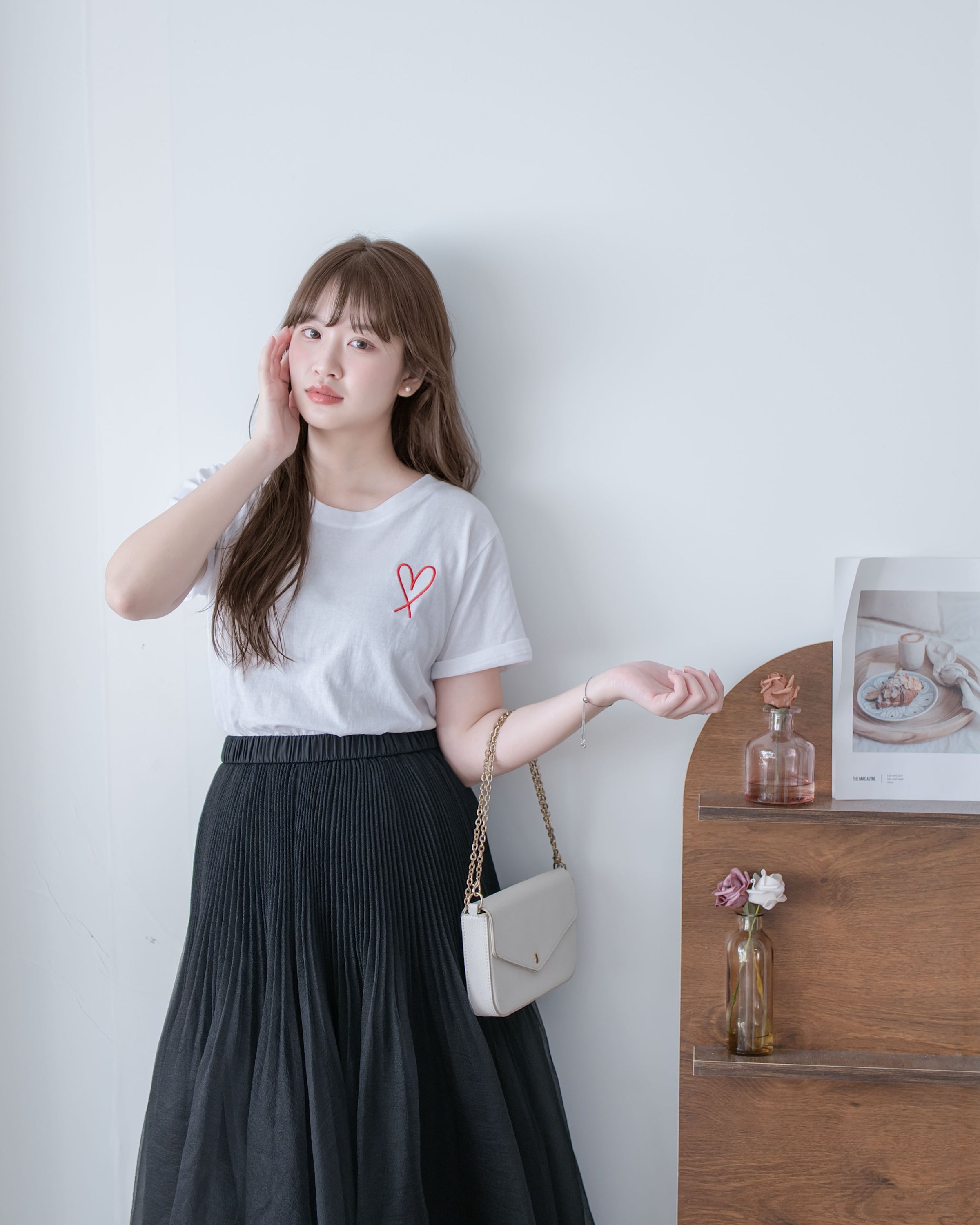 French Embroidery Tee 法式質感筆觸心形刺繡T恤/ TP9215