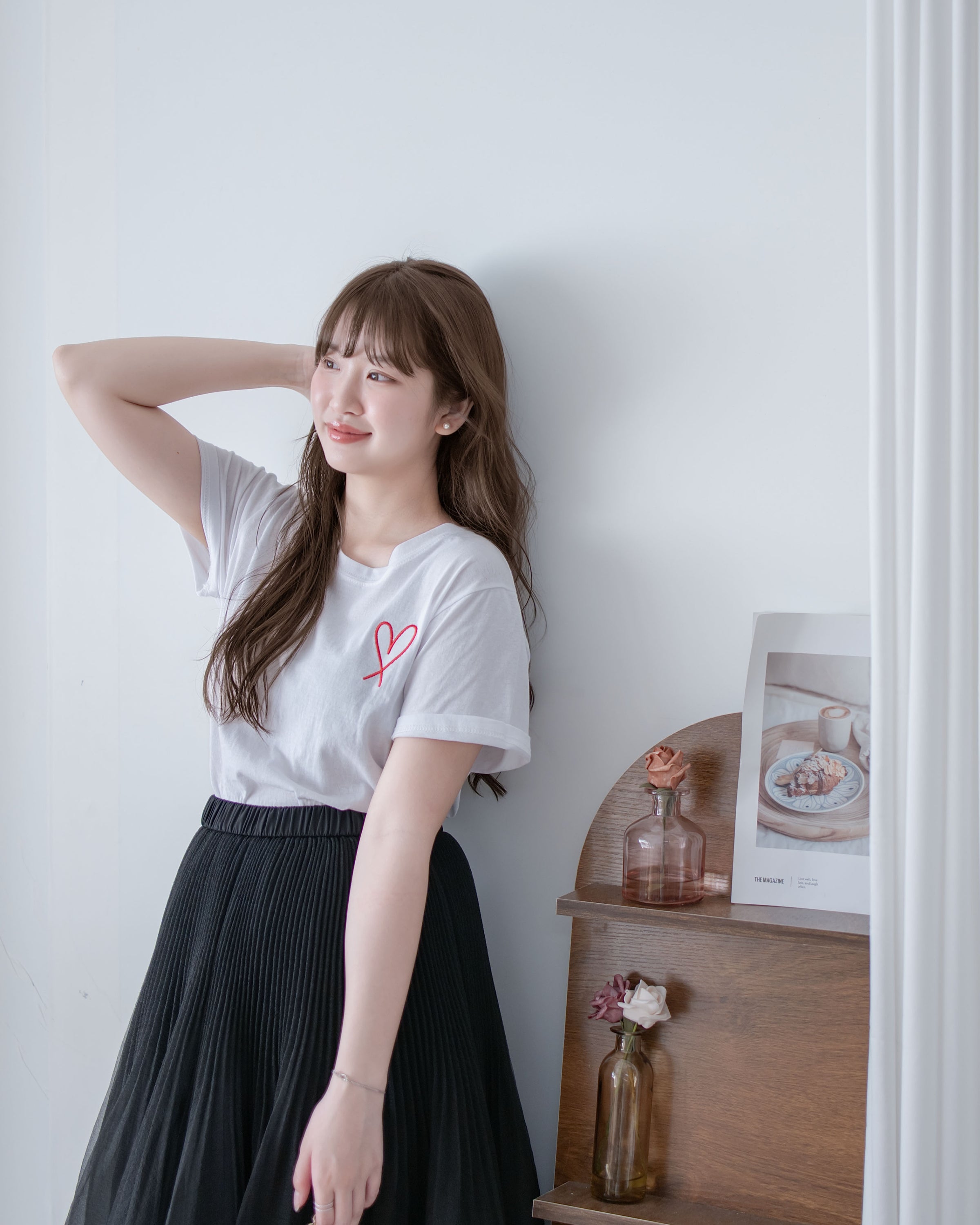 French Embroidery Tee 法式質感筆觸心形刺繡T恤/ TP9215