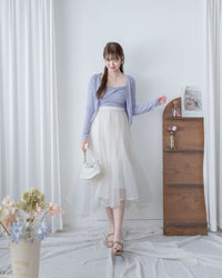 Asymmetric Veil Skirt 彈性腰身不規則層次紗裙/ SK8935