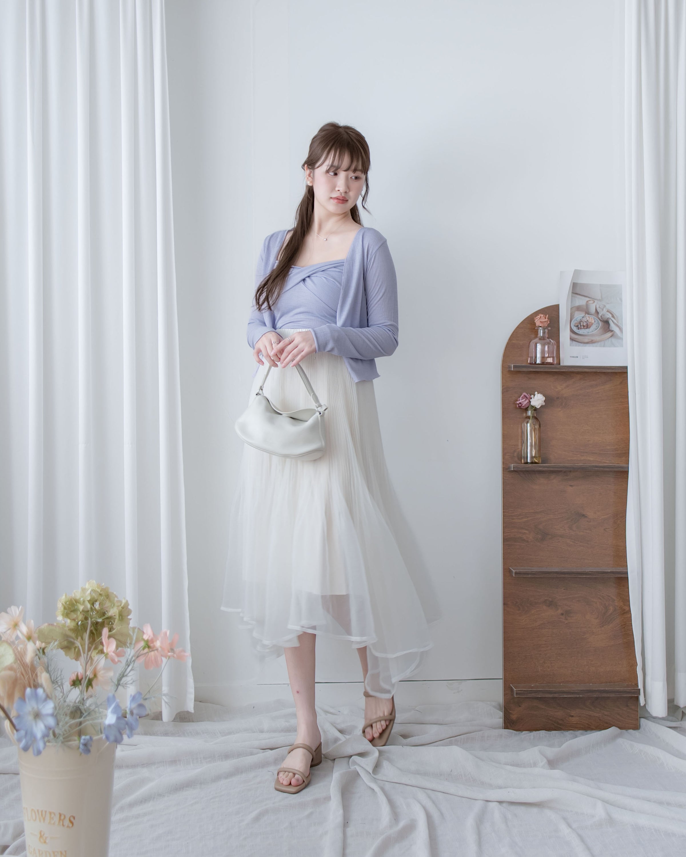 Asymmetric Veil Skirt 彈性腰身不規則層次紗裙/ SK8935