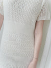 Elegant knit Dress 修身彈性鏤空針織兩件套/ DS9933 (White sold out)