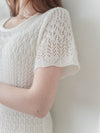Elegant knit Dress 修身彈性鏤空針織兩件套/ DS9933 (White sold out)