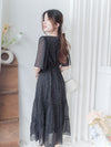 Floral Dress 韓國獨家布料疊領口碎花雪紡裙/ DS9928