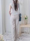 Pleated Front Pants 金屬帶質感麻棉闊褲/ PT8458