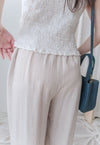 Pleated Front Pants 金屬帶質感麻棉闊褲/ PT8458