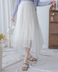 Asymmetric Veil Skirt 彈性腰身不規則層次紗裙/ SK8935