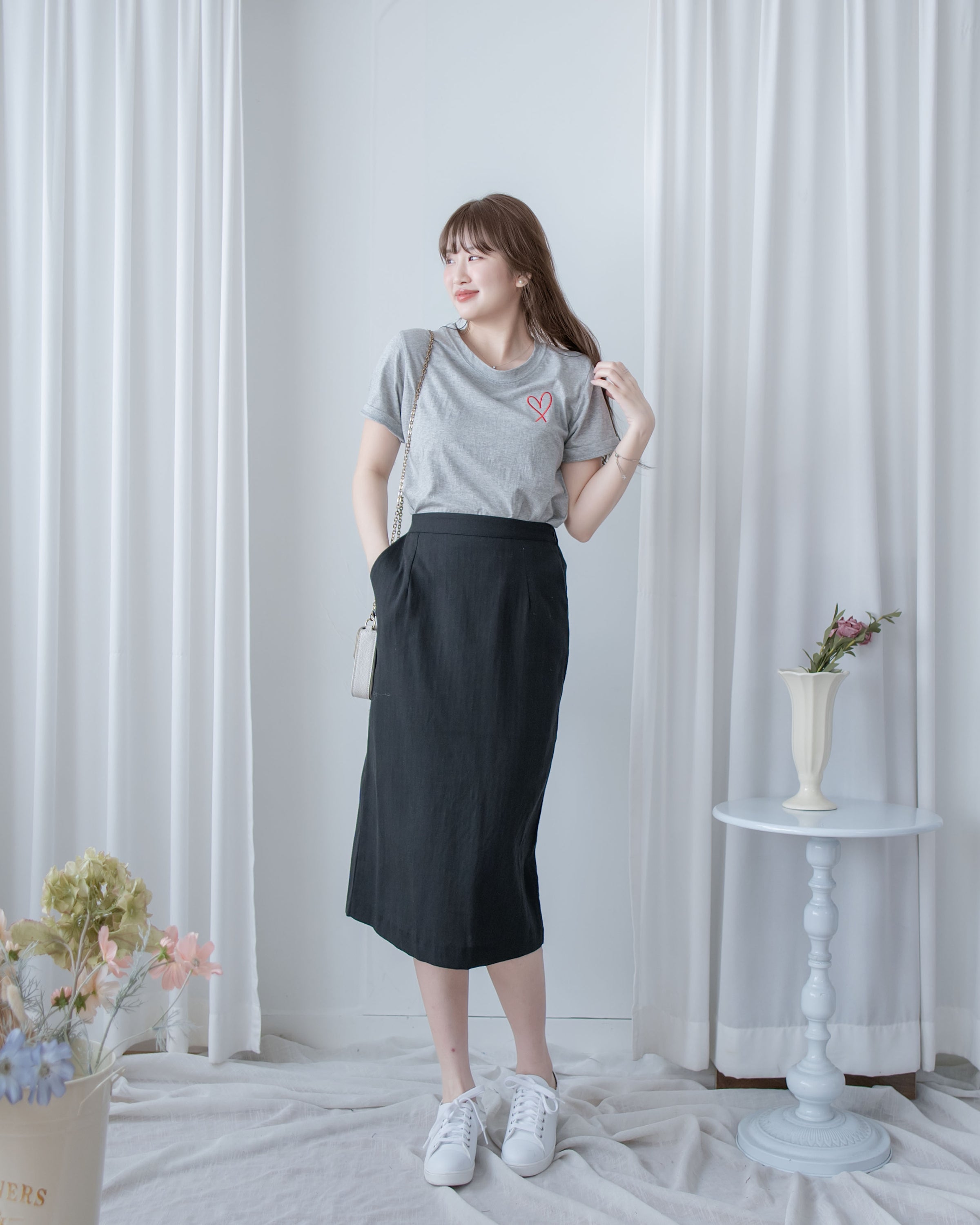 French Embroidery Tee 法式質感筆觸心形刺繡T恤/ TP9215