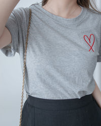 French Embroidery Tee 法式質感筆觸心形刺繡T恤/ TP9215