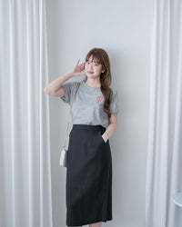 French Embroidery Tee 法式質感筆觸心形刺繡T恤/ TP9215