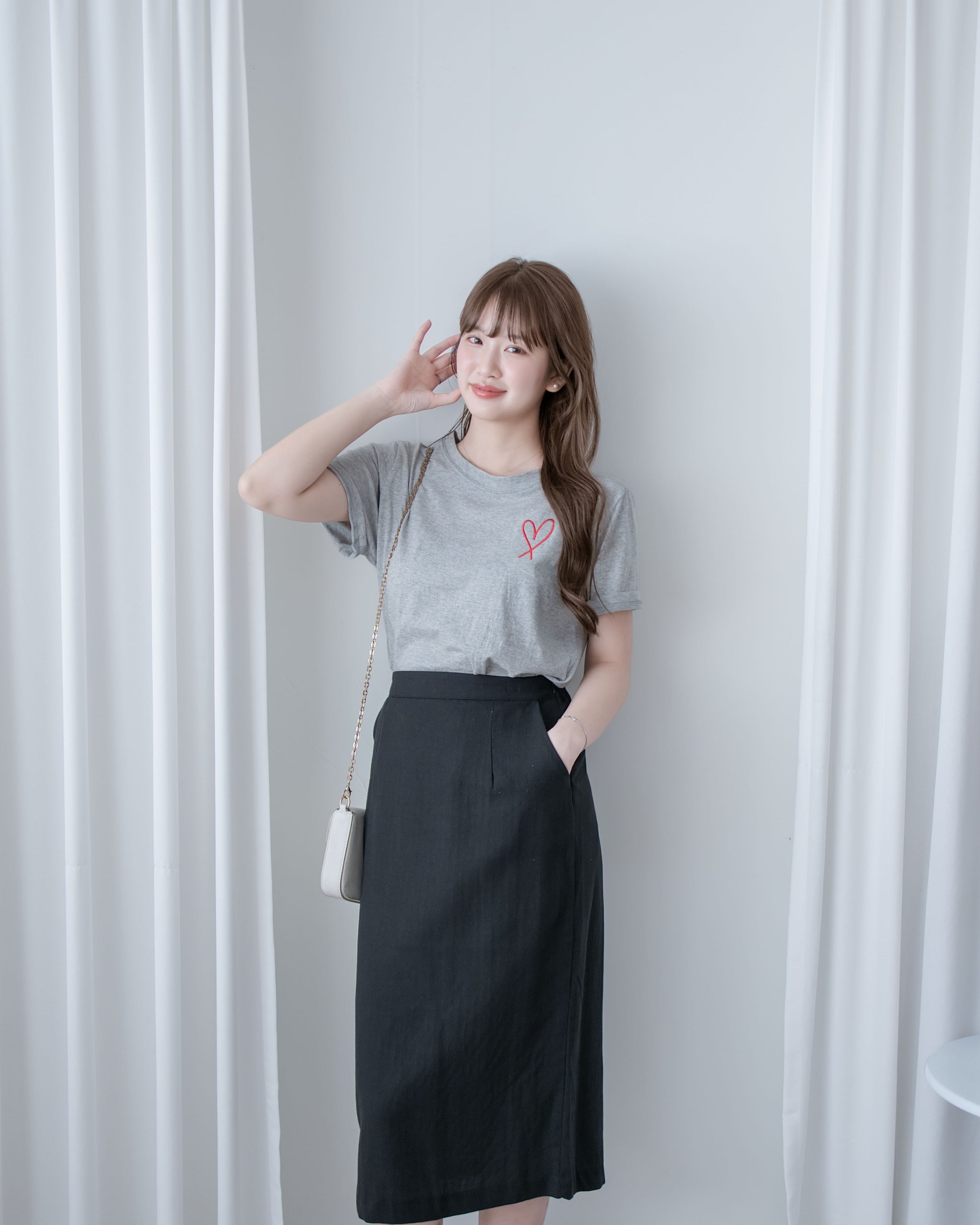 French Embroidery Tee 法式質感筆觸心形刺繡T恤/ TP9215