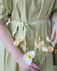 Ruffle Square Dress 荷葉方領隨性口袋修腰連衣裙/ DS1096