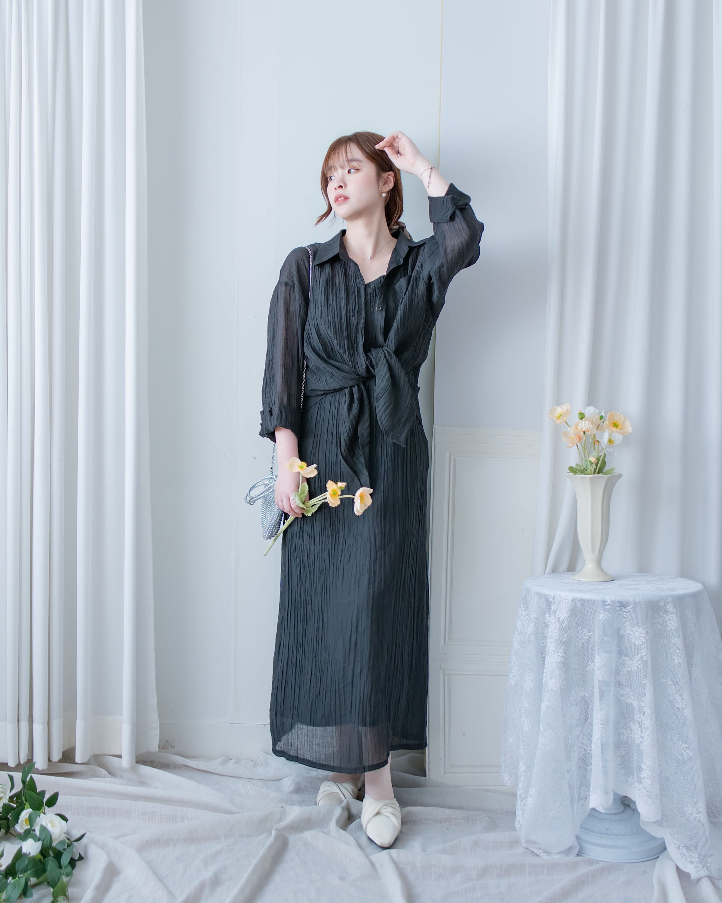 Vest Dress Set 輕盈紋理吊帶連身裙套裝/ SE8110