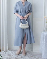 Geometric Dress 幾何領口視覺顯瘦口袋連衣裙/ DS1100 (pre-order black)