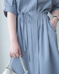 Geometric Dress 幾何領口視覺顯瘦口袋連衣裙/ DS1100 (pre-order black)