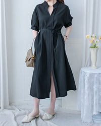 Geometric Dress 幾何領口視覺顯瘦口袋連衣裙/ DS1100 (pre-order black)