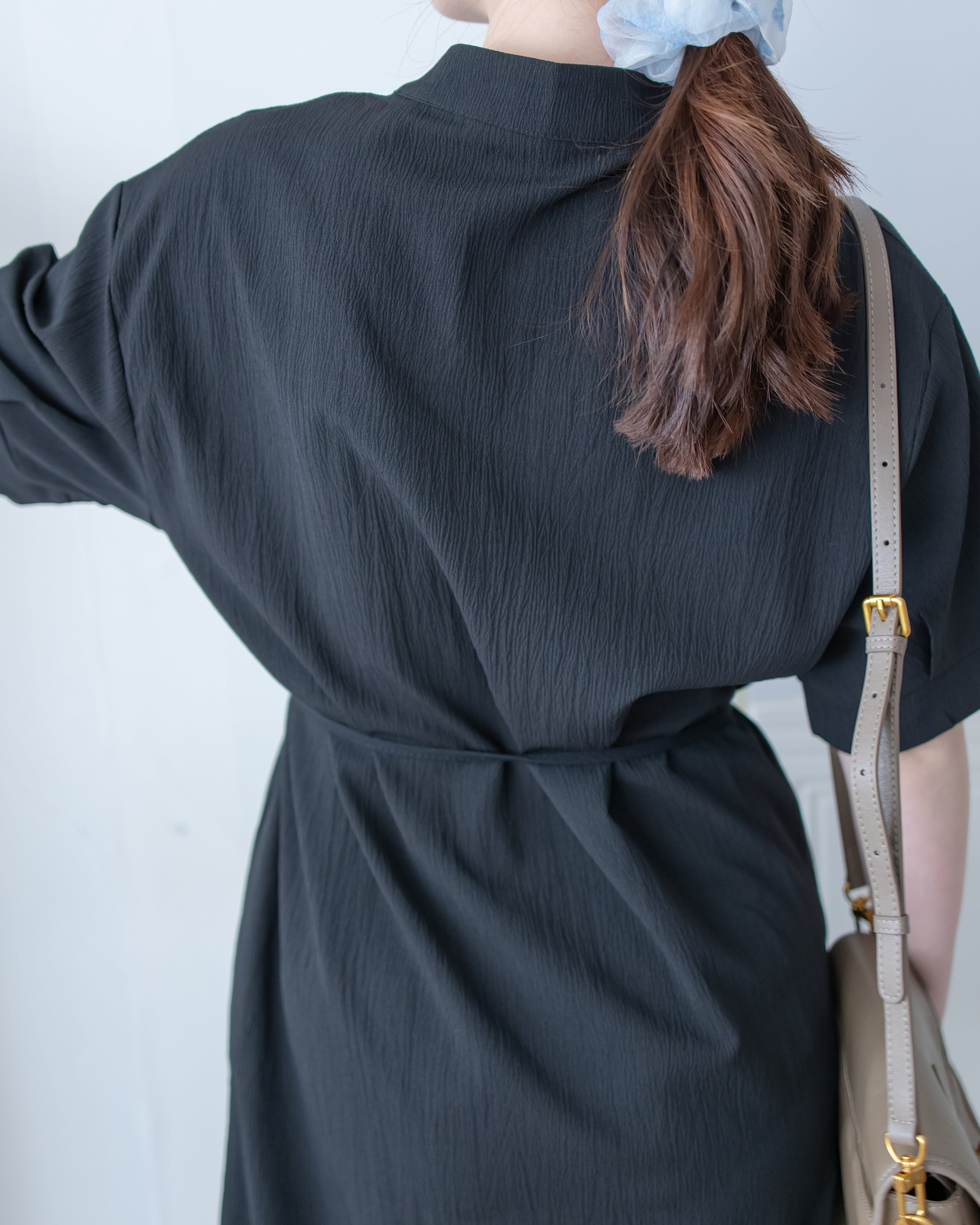 Geometric Dress 幾何領口視覺顯瘦口袋連衣裙/ DS1100 (pre-order black)