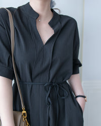 Geometric Dress 幾何領口視覺顯瘦口袋連衣裙/ DS1100 (pre-order black)