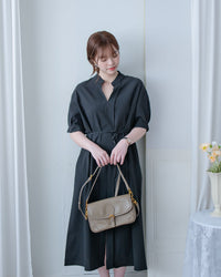 Geometric Dress 幾何領口視覺顯瘦口袋連衣裙/ DS1100 (pre-order black)