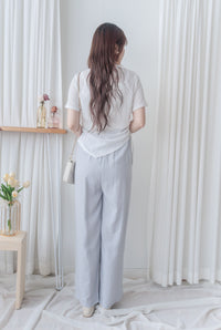 Pleated Front Pants 金屬帶質感麻棉闊褲/ PT8458