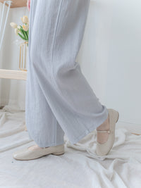 Pleated Front Pants 金屬帶質感麻棉闊褲/ PT8458