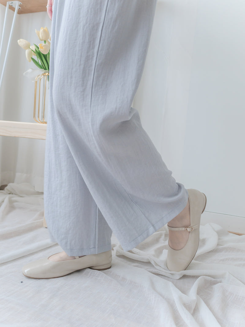 Pleated Front Pants 金屬帶質感麻棉闊褲/ PT8458
