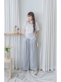 Pleated Front Pants 金屬帶質感麻棉闊褲/ PT8458