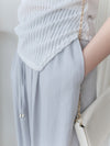 Pleated Front Pants 金屬帶質感麻棉闊褲/ PT8458