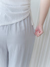 Pleated Front Pants 金屬帶質感麻棉闊褲/ PT8458