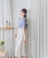 Ribbon Knit Top 針織蝴蝶彈性拼色上衣/ TP9154 (Skyblue sold out)