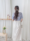 Ribbon Knit Top 針織蝴蝶彈性拼色上衣/ TP9154 (Skyblue sold out)