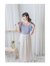 Ribbon Knit Top 針織蝴蝶彈性拼色上衣/ TP9154 (Skyblue sold out)