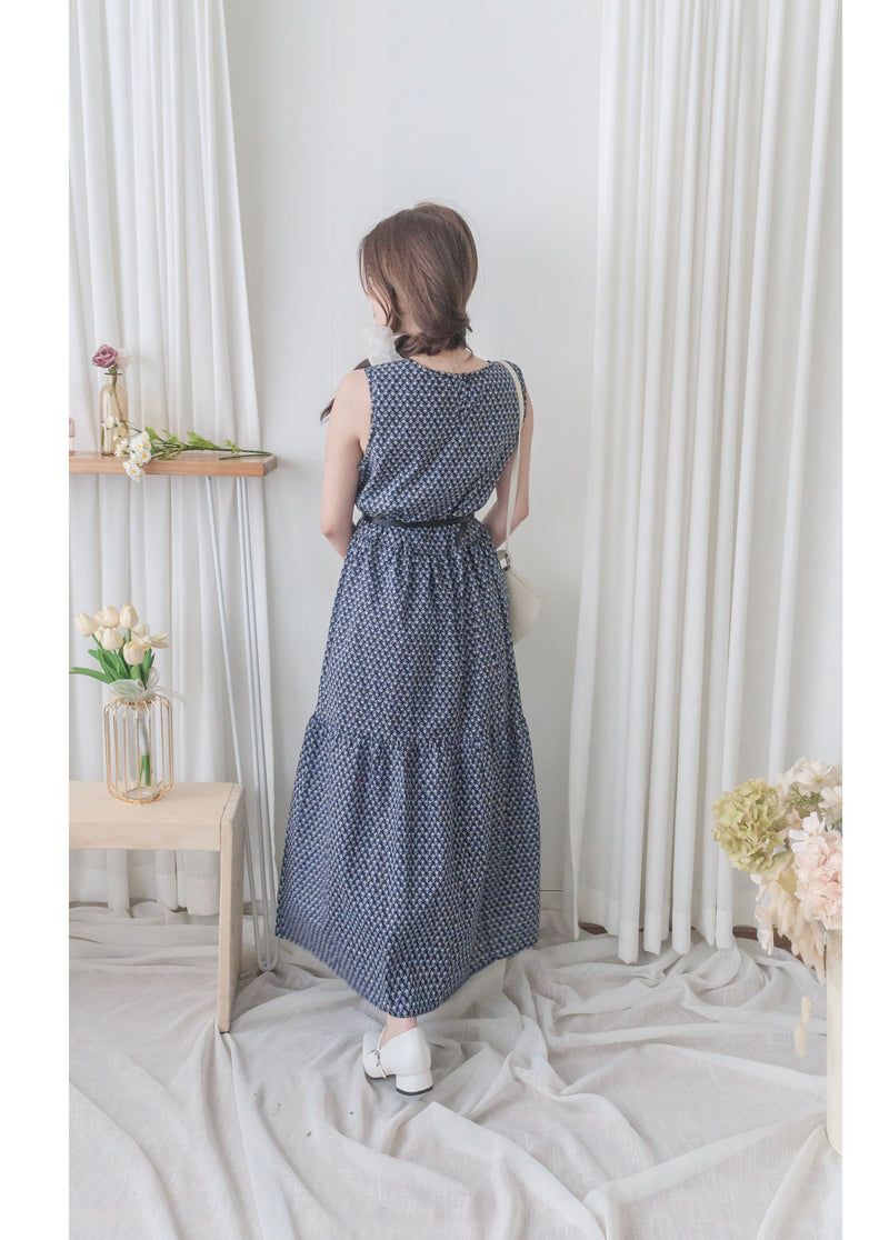 Rhombus Dress 菱格感印花層次連身裙/ DS9940