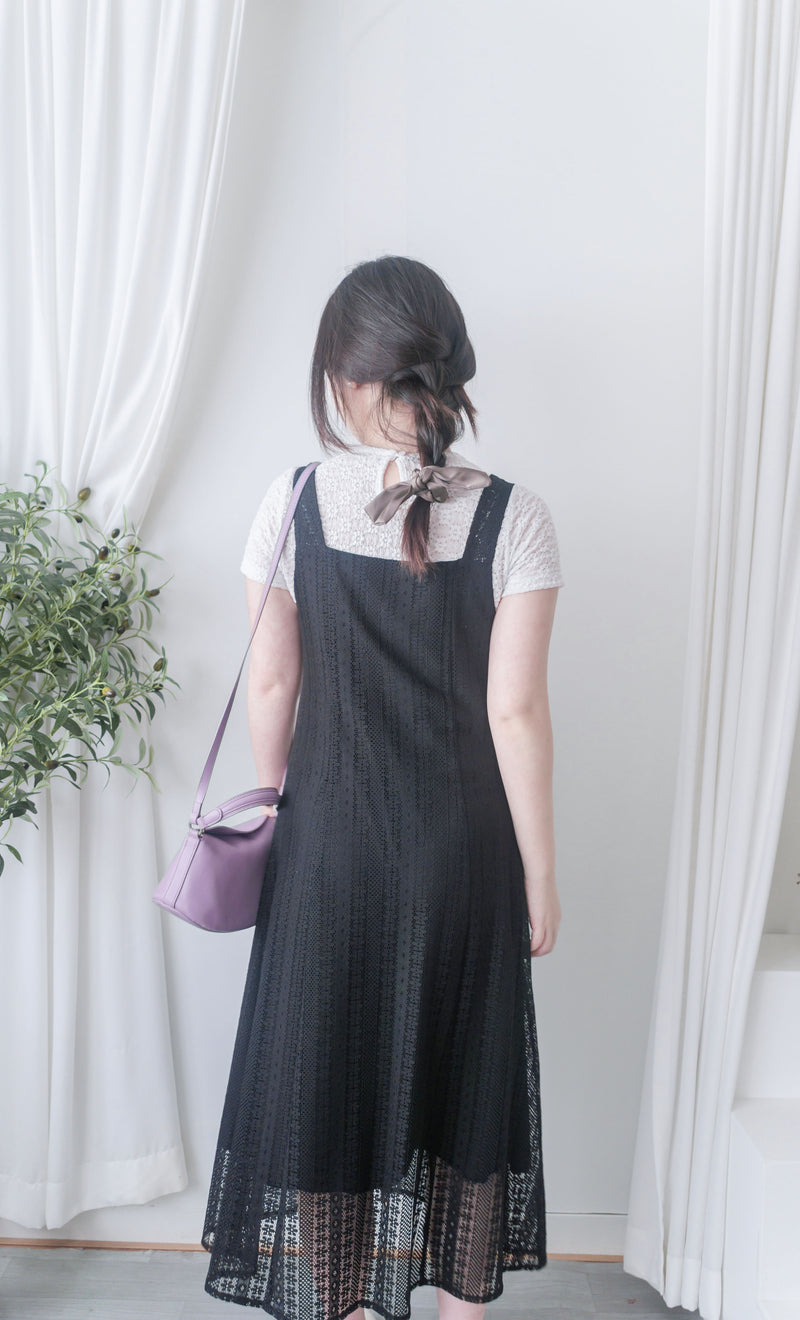 Vest Lace Dress 修身顯瘦蕾絲方領背心裙/ DS9946 (pre-order white)