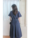 V Collar Casual Elegant Dress 疊領口口袋恤衫裙  / DS9956 (Navy sold out)