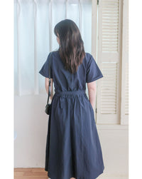 V Collar Casual Elegant Dress 疊領口口袋恤衫裙  / DS9956 (Navy sold out)